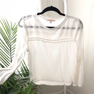 Bell-Sleeved Pom Pom Blouse